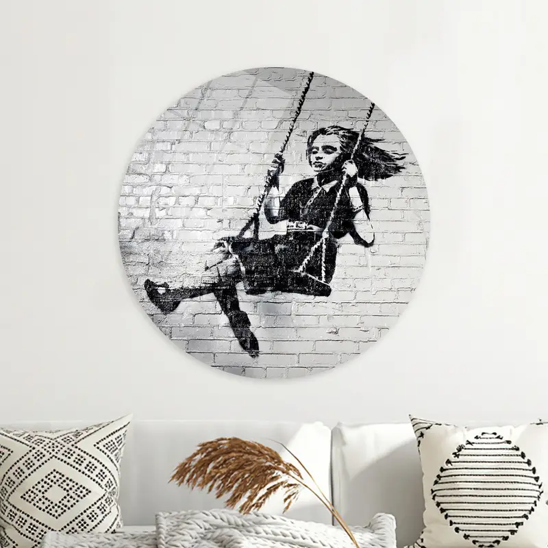 Swing Girl Banksy Girl Printed Canvas - Artistic Elegance Unleashed