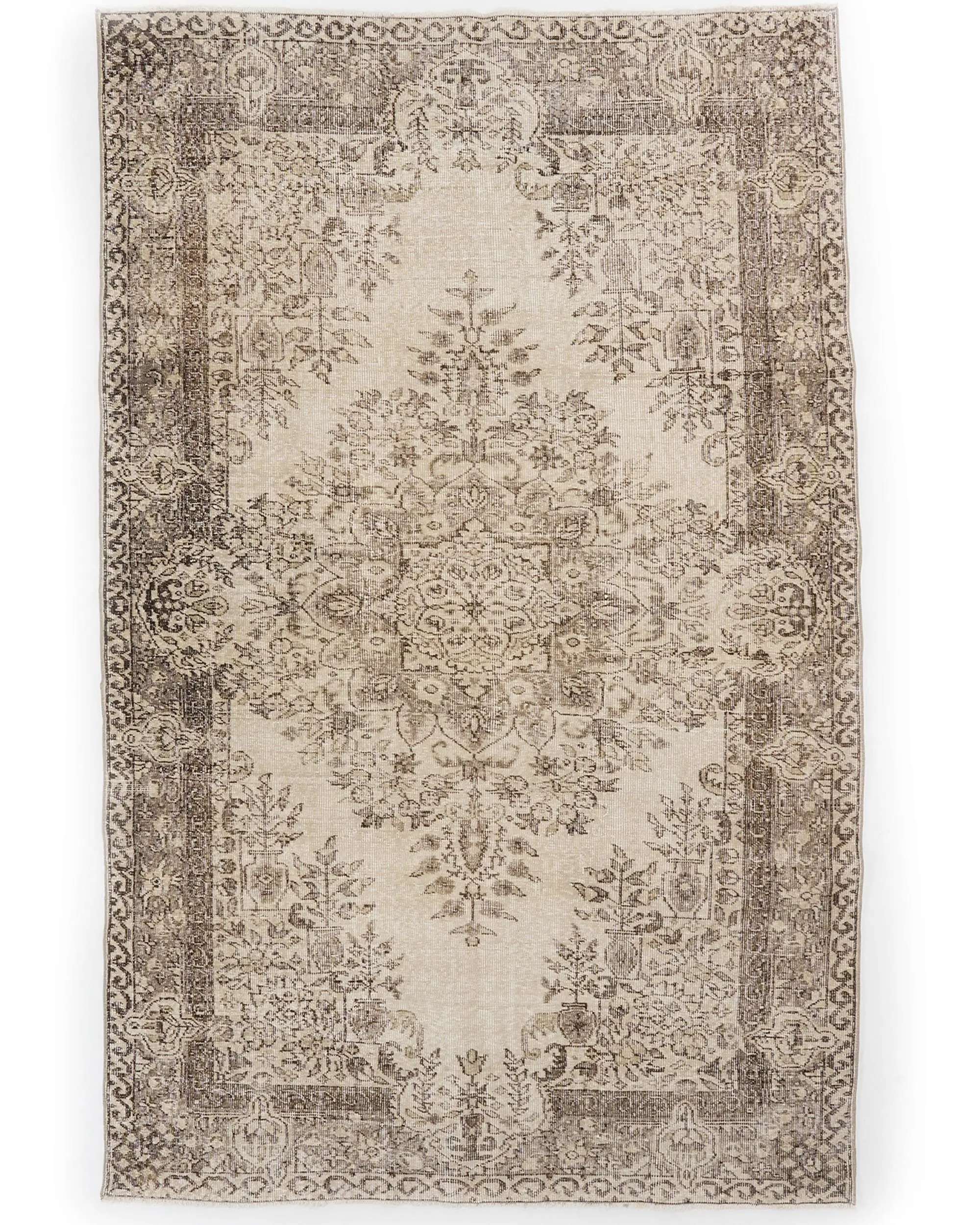 Vintage Türk Halısı, Büyük 5.4x8.8 ft (166x268 cm) Halı, Kahverengi Yün Halı - 1