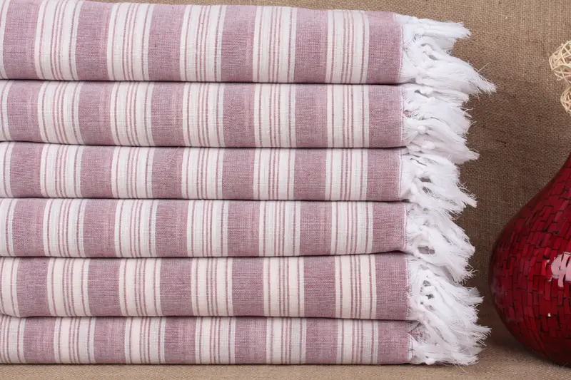 Organic Turkish Towel Beige Striped, 40x71 Inches