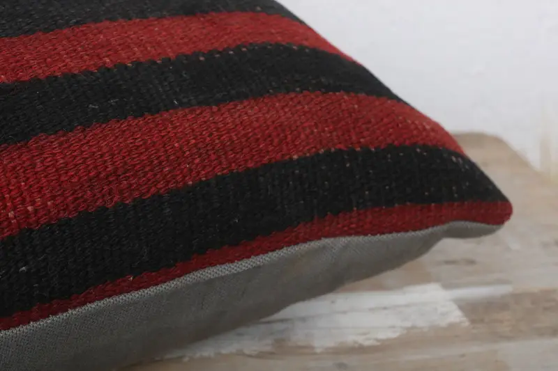 Pillow for Couch, Pillow Cover, Antique Pillows, Ethnical Kilim Rug Pillow, Farmhouse Cushion Cover, 12x24 Red Pillow Cover - 6