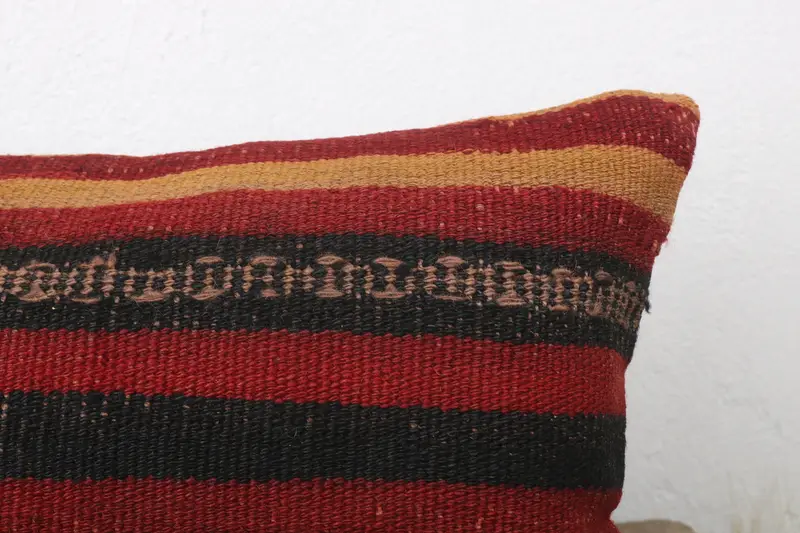 Pillow for Couch, Pillow Cover, Antique Pillows, Ethnical Kilim Rug Pillow, Farmhouse Cushion Cover, 12x24 Red Pillow Cover - 5