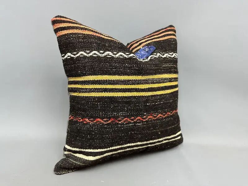 Pillow for Sofa, Sustainable Pillow Sham, 20x20 Brown Pillow Sham, Rustic Pillow Sham, Pillow Sham, Antique Pillows, Ethnical Kilim Rug Pillow - 2