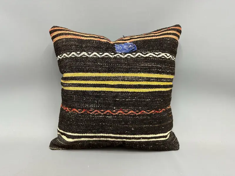 Pillow for Sofa, Sustainable Pillow Sham, 20x20 Brown Pillow Sham, Rustic Pillow Sham, Pillow Sham, Antique Pillows, Ethnical Kilim Rug Pillow - 4