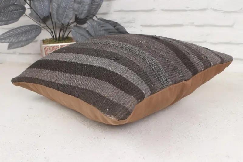 Vintage Kilim Throw Pillow, Vintage Kilim Pillow, 16x16 Gray Pillow, Pillow Case, Pillow for Couch, Sofa Bolster Cushion Case - 6