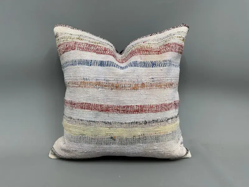 Kilim Pillow Cover, Cushion Cover, 20x20 Blue Pillow Sham, Boho Pillow Sham Cover, Southwestern Pillow Case, Gift Pillow, Bolster Throw Pillow Case - 1
