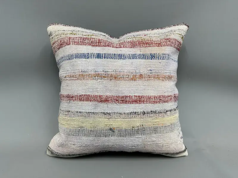 Kilim Pillow Cover, Cushion Cover, 20x20 Blue Pillow Sham, Boho Pillow Sham Cover, Southwestern Pillow Case, Gift Pillow, Bolster Throw Pillow Case - 4