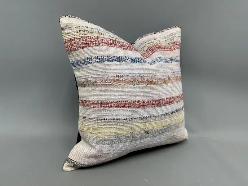 Kilim Pillow Cover, Cushion Cover, 20x20 Blue Pillow Sham, Boho Pillow Sham Cover, Southwestern Pillow Case, Gift Pillow, Bolster Throw Pillow Case - 2