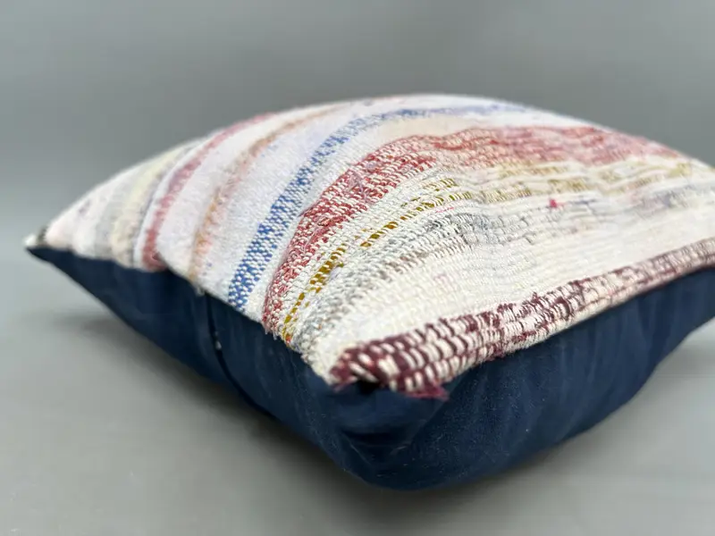 Kilim Pillow Cover, Cushion Cover, 20x20 Blue Pillow Sham, Boho Pillow Sham Cover, Southwestern Pillow Case, Gift Pillow, Bolster Throw Pillow Case - 6