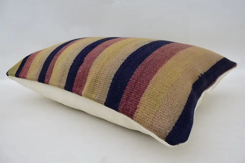 Bolster Throw Pillow Cover, Boho Pillow Sham Cover, Pillow Case, Vintage Kilim Pillow, 16x24 Beige Pillow Sham, Turkish Pillow - 6