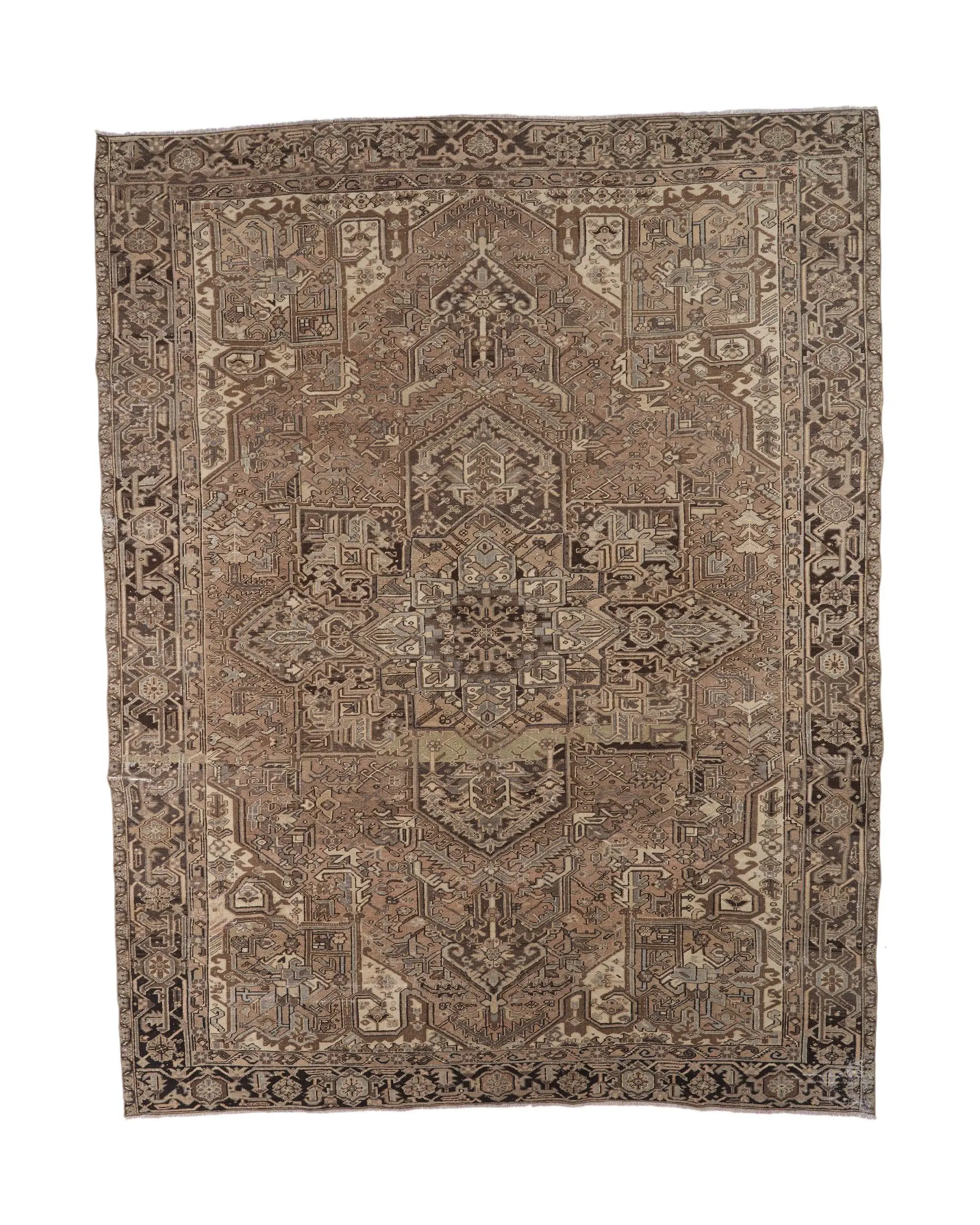 Turkish 9.7x12.4 ft Rug, Oversize Vintage Rug, Brown Ikat Wool Rug - 1