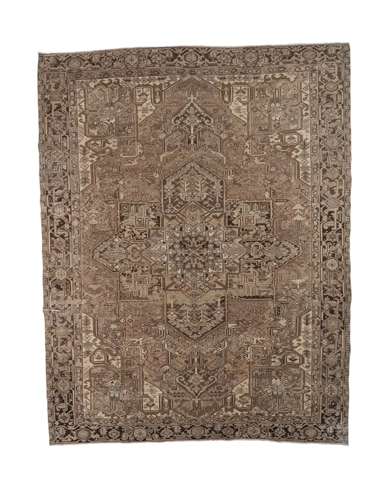 Kahverengi Ikat Halı, 9,7x12,4 ft Bej Vurgulu
