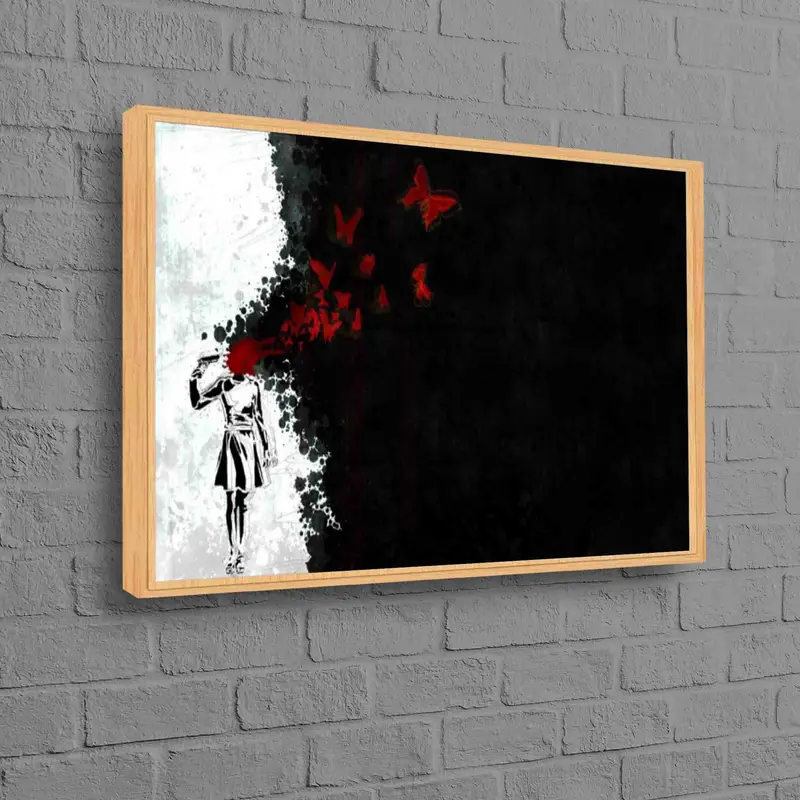 Lienzo elegante de niña mariposa: impresión de arte abstracto para decoración del hogar