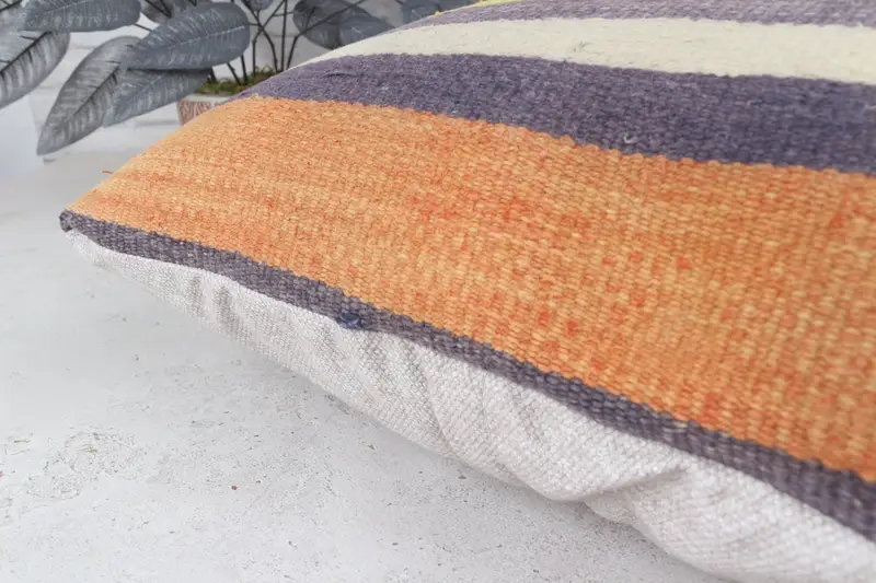 Sustainable Pillow Cover, Cushion Case, Patio Pillow, 22x22 Yellow Cushion Cover, Gift Pillow, Handmade Kilim Cushion, Turkish Kilim Pillow - 8