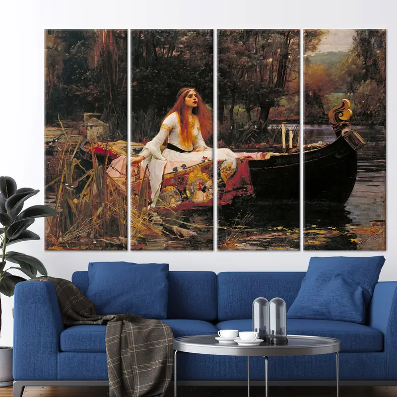 The Lady of Shalott, John William Waterhouse, Woman Painting, Oail Painting Print, Famous Wall Art, Famous Table, Vintage Table, Canvas Art, - 4