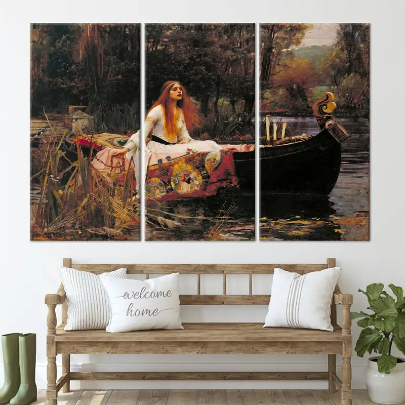 The Lady of Shalott, John William Waterhouse, Woman Painting, Oail Painting Print, Famous Wall Art, Famous Table, Vintage Table, Canvas Art, - 2