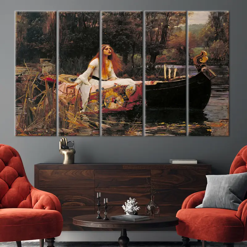 The Lady of Shalott, John William Waterhouse, Woman Painting, Oail Painting Print, Famous Wall Art, Famous Table, Vintage Table, Canvas Art, - 3