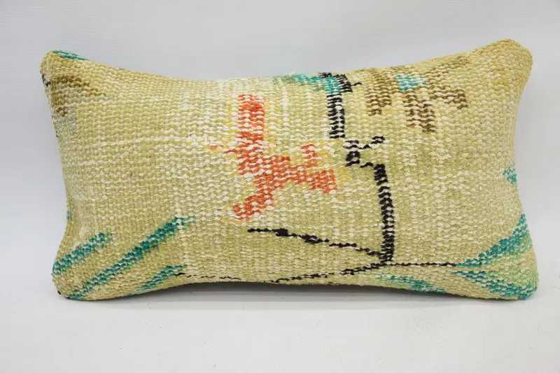 Pillow for Couch, Throw Kilim Pillow, Handwoven Pillow Cover Cushion Case, Gift Pillow, 8x16 Beige Pillow Case, Authentic Cushion, Pillow Sham - 1