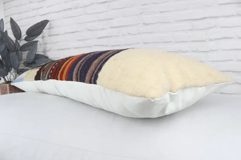Throw Kilim Pillow, Cushion Case, Car Pillow Case, Boho Pillow, Tapestry Cushion, Ethnical Kilim Rug Pillow, 12x48 Red Pillow Sham - 7