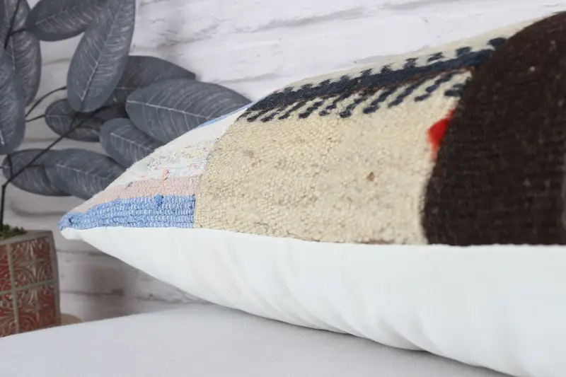 Throw Kilim Pillow, Cushion Case, Car Pillow Case, Boho Pillow, Tapestry Cushion, Ethnical Kilim Rug Pillow, 12x48 Red Pillow Sham - 8