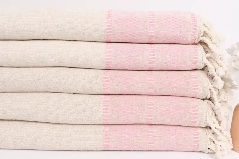 Throw Blanket Couch, Personalized Gifts, Turkish Blanket, 100x88 Linen Kilim Design Towel, Bridal Shower Gifts, Beach Bachelorette Party Decorations - 3
