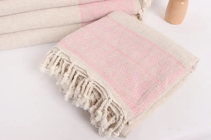 Throw Blanket Couch, Personalized Gifts, Turkish Blanket, 100x88 Linen Kilim Design Towel, Bridal Shower Gifts, Beach Bachelorette Party Decorations - 5