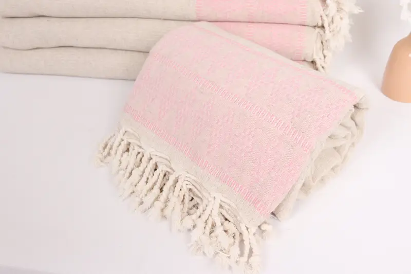 Throw Blanket Couch, Personalized Gifts, Turkish Blanket, 100x88 Linen Kilim Design Towel, Bridal Shower Gifts, Beach Bachelorette Party Decorations - 4