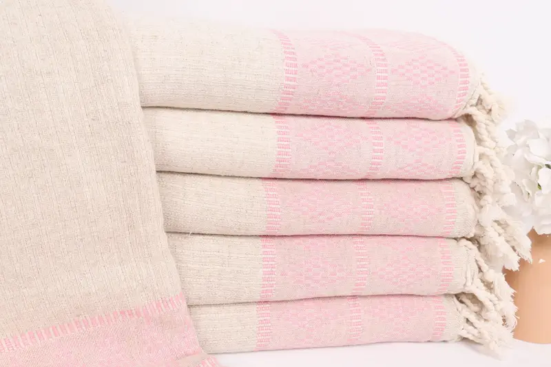 Throw Blanket Couch, Personalized Gifts, Turkish Blanket, 100x88 Linen Kilim Design Towel, Bridal Shower Gifts, Beach Bachelorette Party Decorations - 1