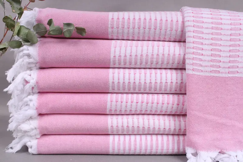 Bath Towel Pink Geometric 40x71 Inches Gift for Her, Gym, Yoga
