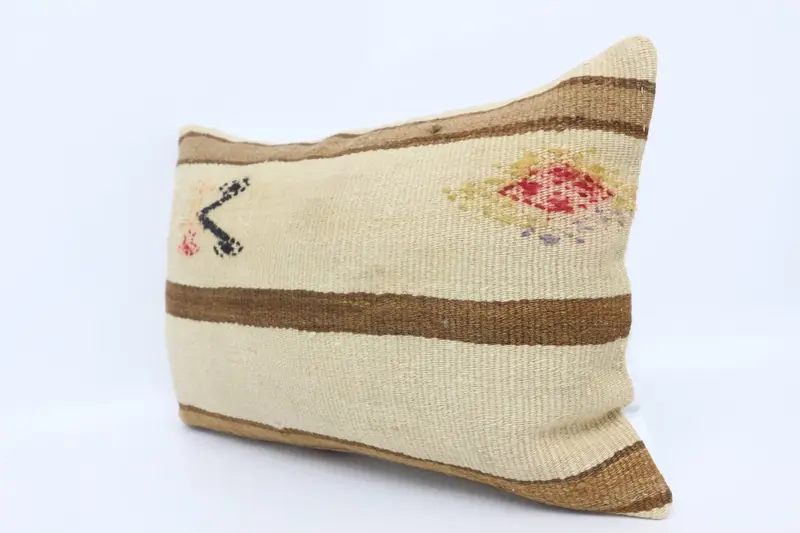 Pillow Cover, Antique Pillows, 16x24 Beige Cushion, Vintage Kilim Pillow, Ethnic Pillow Cover Pillow Cover, Turkish Kilim Pillow - 4