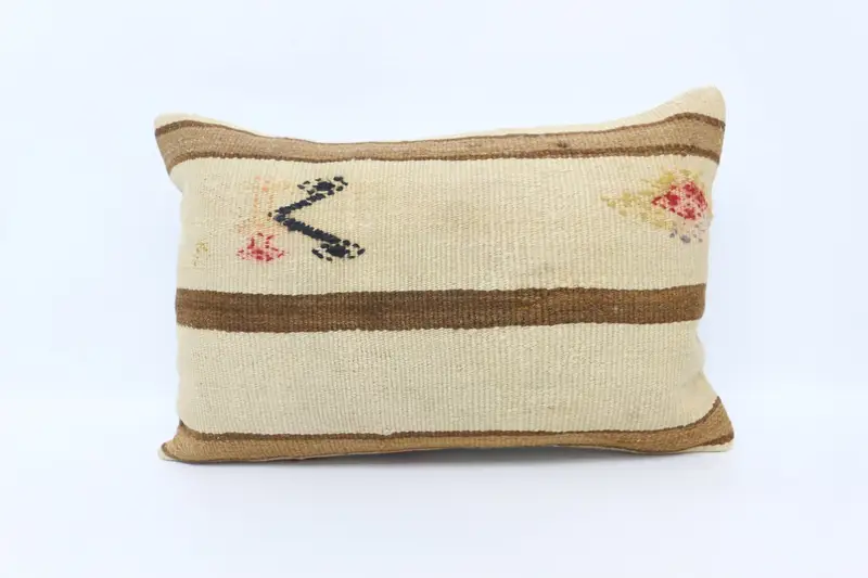 Pillow Cover, Antique Pillows, 16x24 Beige Cushion, Vintage Kilim Pillow, Ethnic Pillow Cover Pillow Cover, Turkish Kilim Pillow - 1