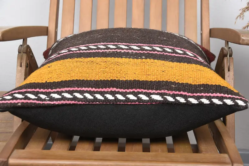 Boho Pillow Sham Cover, Kilim Pillow Cover, Pillow, 20x20 Brown Cushion Cover, Throw Kilim Pillow, Custom Cushion, Ethnic Cushion Case - 5