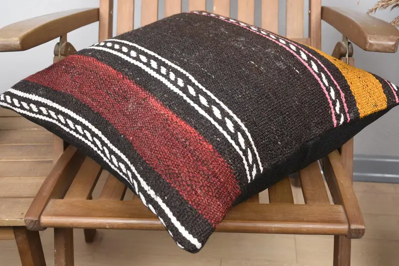 Boho Pillow Sham Cover, Kilim Pillow Cover, Pillow, 20x20 Brown Cushion Cover, Throw Kilim Pillow, Custom Cushion, Ethnic Cushion Case - 4