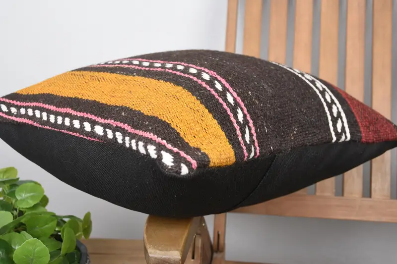 Boho Pillow Sham Cover, Kilim Pillow Cover, Pillow, 20x20 Brown Cushion Cover, Throw Kilim Pillow, Custom Cushion, Ethnic Cushion Case - 6