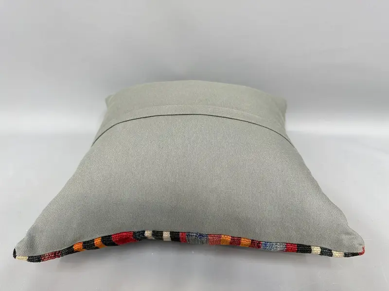 Meditation Cushion Cover, Vintage Kilim Pillow, Boho Pillow, Cushion, Knitted Pillow Sham, 18x18 Red Pillow Cover, Vintage Pillow - 7