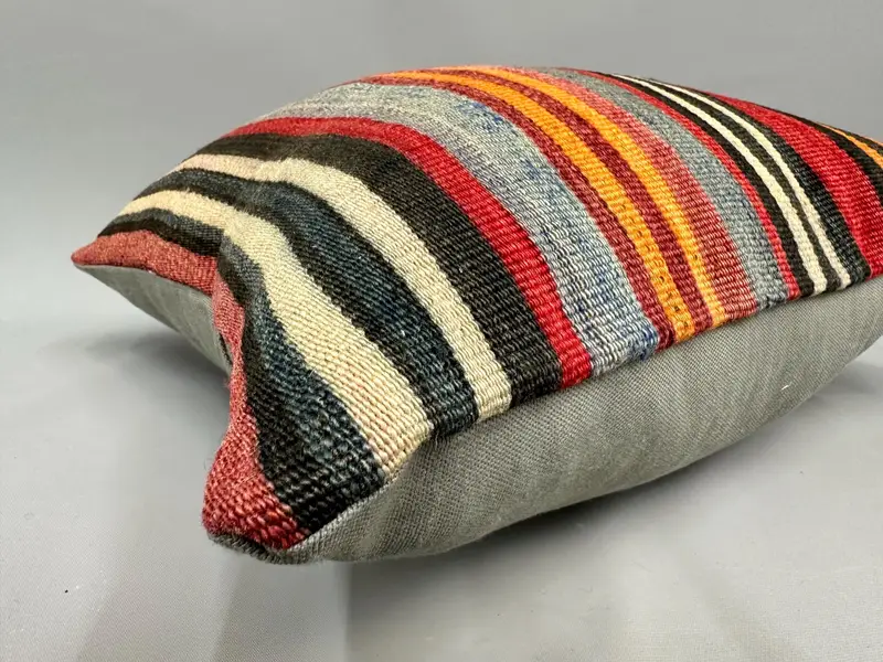 Meditation Cushion Cover, Vintage Kilim Pillow, Boho Pillow, Cushion, Knitted Pillow Sham, 18x18 Red Pillow Cover, Vintage Pillow - 6