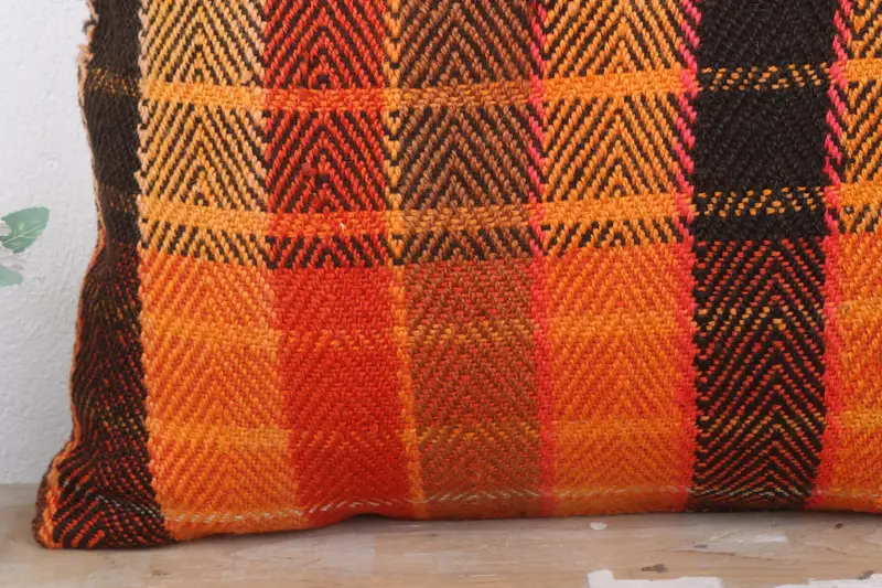 Decorative Throw Cushion Cover, Vintage Kilim Pillow, 24x24 Orange Pillow Cover, Outdoor Throw Cushion, Cushion, Boho Pillow, Kilim Pillow - 3