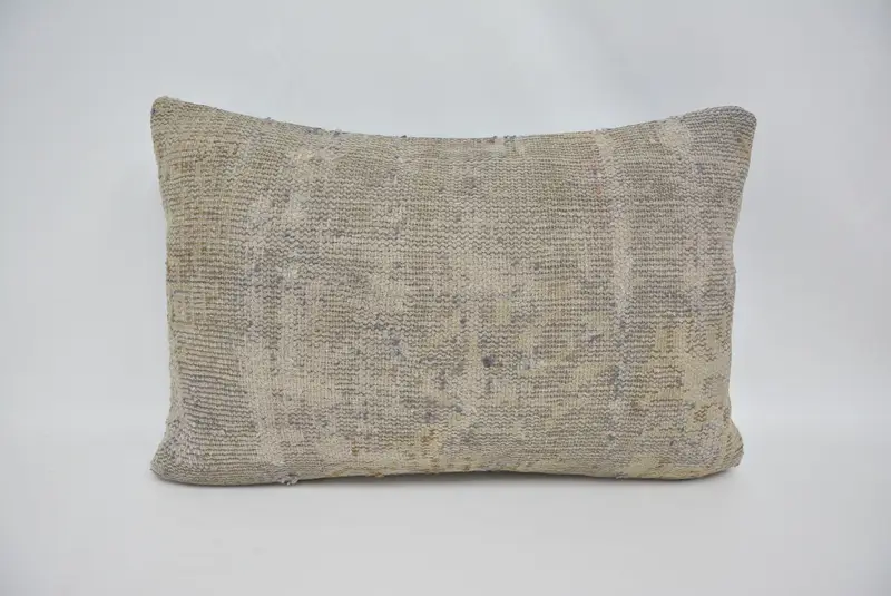 Vintage Kilim Pillow, Cushion Cover, Accent Throw Pillow Case, Gift Pillow, Decorative Cushion Cover, Ethnical Kilim Rug Pillow, 16x24 Beige Pillow - 1