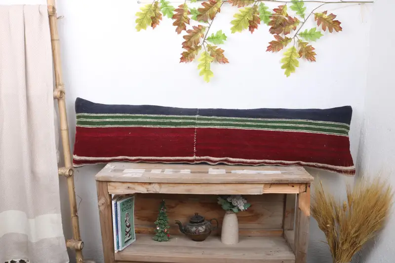 Handmade Kilim Cushion, Antique Pillows, Pillow, Outdoor Throw Cushion Case, 12x48 Red Cushion Case, Cotton Cushion, Turkish Pillow - 1