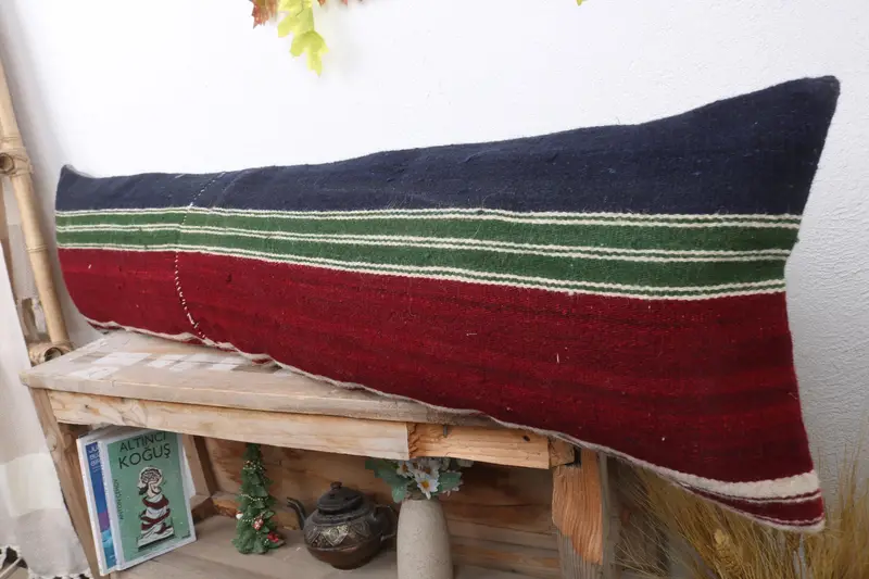 Handmade Kilim Cushion, Antique Pillows, Pillow, Outdoor Throw Cushion Case, 12x48 Red Cushion Case, Cotton Cushion, Turkish Pillow - 4