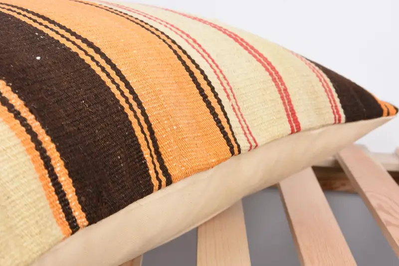 Pillow for Couch, 16x24 Brown Cushion Cover, Pillow Case, Ethnical Kilim Rug Pillow, Knitted Pillow, Interior Designer Pillow - 7