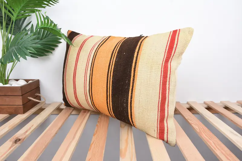 Pillow for Couch, 16x24 Brown Cushion Cover, Pillow Case, Ethnical Kilim Rug Pillow, Knitted Pillow, Interior Designer Pillow - 5