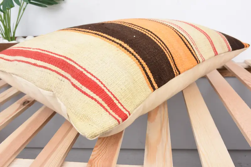 Pillow for Couch, 16x24 Brown Cushion Cover, Pillow Case, Ethnical Kilim Rug Pillow, Knitted Pillow, Interior Designer Pillow - 6