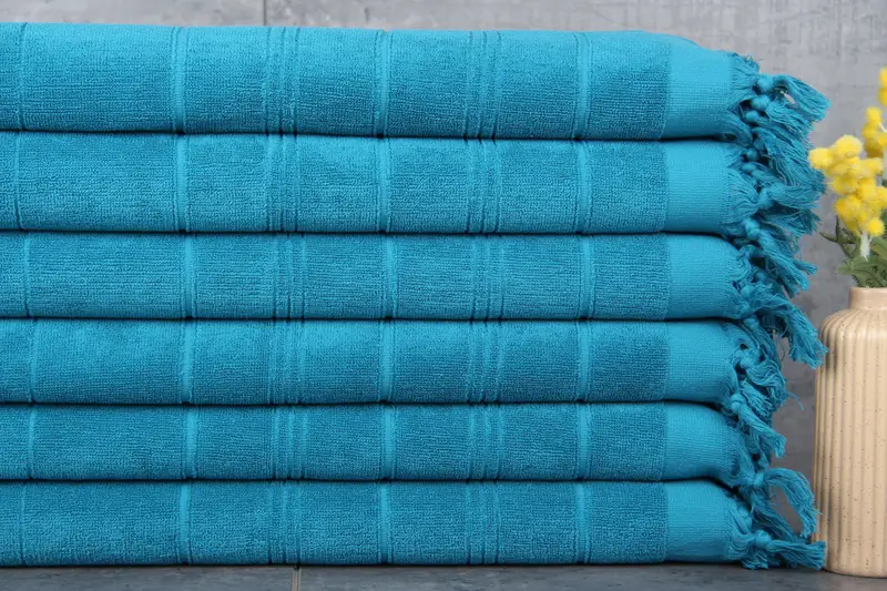 Cotton Dish Towel Monogram Tea Towel Petrol Green Striped Terry Towel 18x40