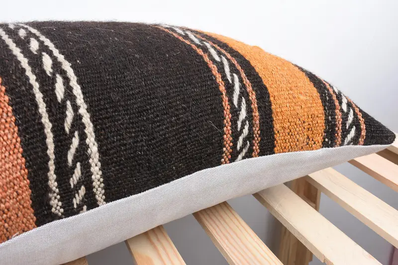 Art Deco Cushion Case, Pillow Case, 16x48 Brown Pillow Cover, Boho Pillow, Sofa Cushion Case, Home Decor Pillow, Vintage Kilim Pillow - 7