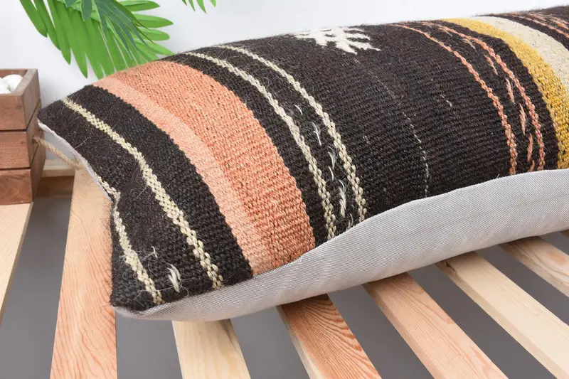 Art Deco Cushion Case, Pillow Case, 16x48 Brown Pillow Cover, Boho Pillow, Sofa Cushion Case, Home Decor Pillow, Vintage Kilim Pillow - 6