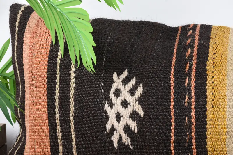 Art Deco Cushion Case, Pillow Case, 16x48 Brown Pillow Cover, Boho Pillow, Sofa Cushion Case, Home Decor Pillow, Vintage Kilim Pillow - 2