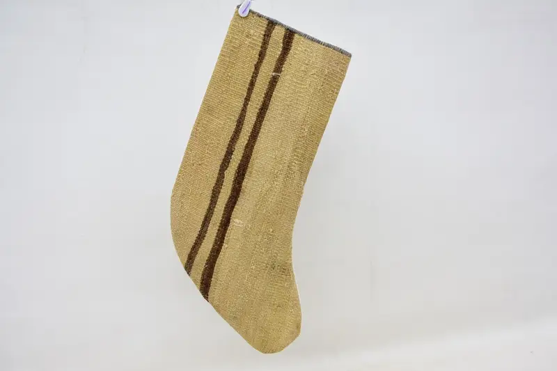 Bej ve Kahverengi Noel Süsleri Çorabı, 15.7 İnç Şenlik Çorabı