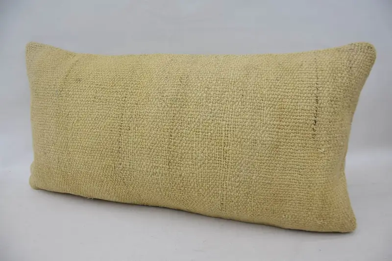 Office Chair Pillow Cover, Boho Pillow, Vintage Kilim Pillow, Pillow Cover, Boho Throw Pillow Case, Turkish Pillow, 12x24 Beige Cushion Cover - 3