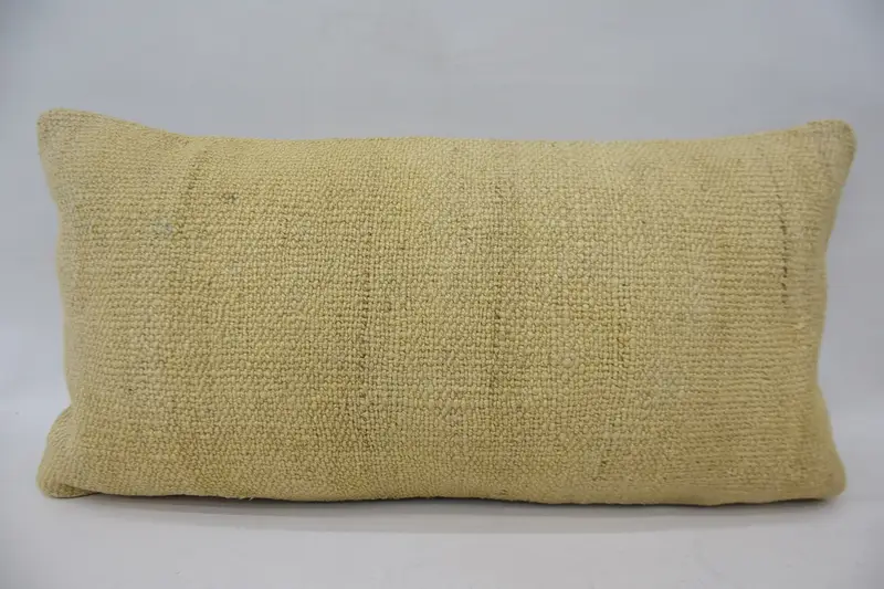 Office Chair Pillow Cover, Boho Pillow, Vintage Kilim Pillow, Pillow Cover, Boho Throw Pillow Case, Turkish Pillow, 12x24 Beige Cushion Cover - 1