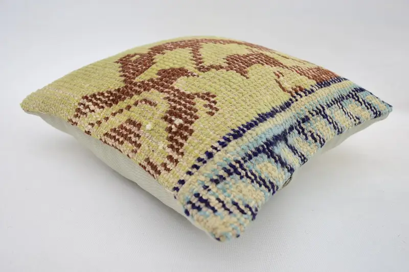 Muted Pillow Case, 12x12 Yellow Cushion Cover, Boho Pillow, Pillow Case, Gift Pillow, Throw Kilim Pillow, Decorative Bolster Pillow Cover - 5